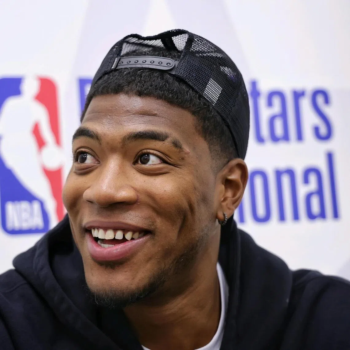 Los Angeles Lakers forward Rui Hachimura speaking to The Straits Times during the NBA Rising Stars Invitational at OCBC Arena on June 24.