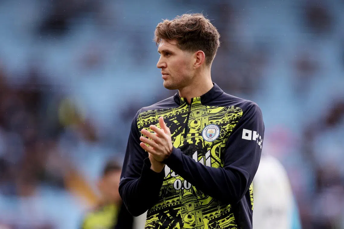 FILE PHOTO: Soccer Football - Premier League - Aston Villa v Manchester City - Villa Park, Birmingham, Britain - December 21, 2024 Manchester City's John Stones during the warm up before the match REUTERS/Hannah Mckay/File Photo