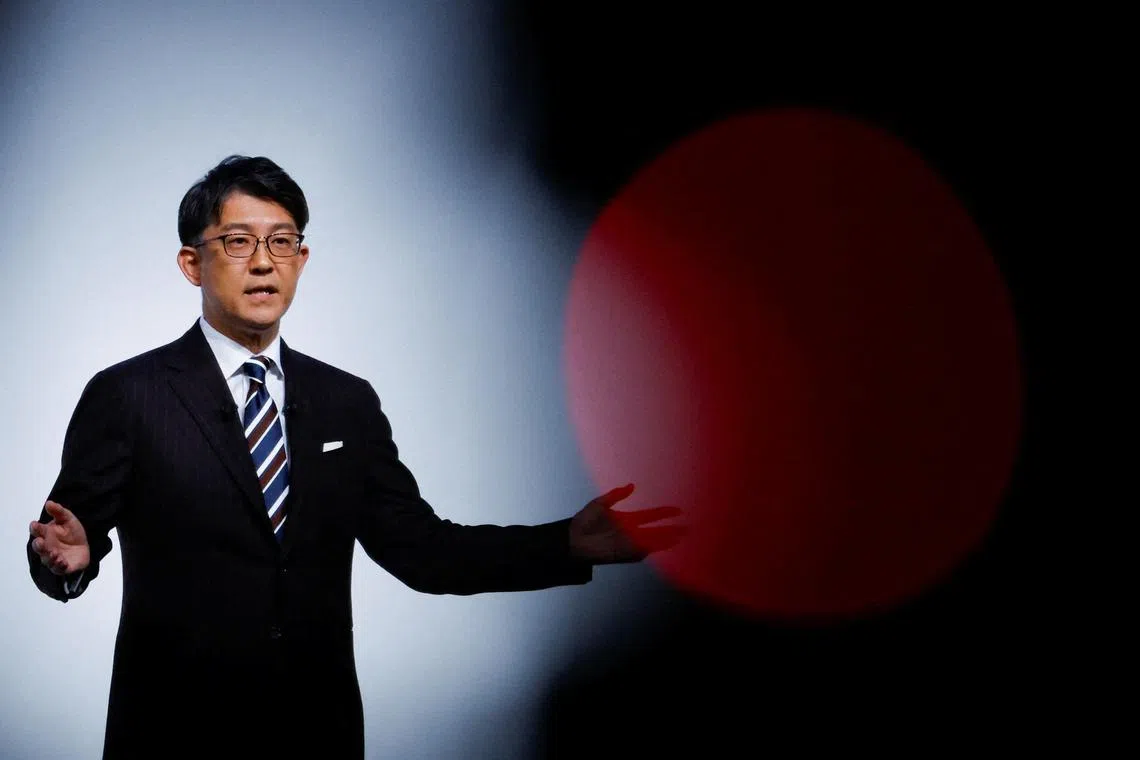 Incoming Toyota Motor president Koji Sato attends a news conference in Tokyo on February 13, 2023.