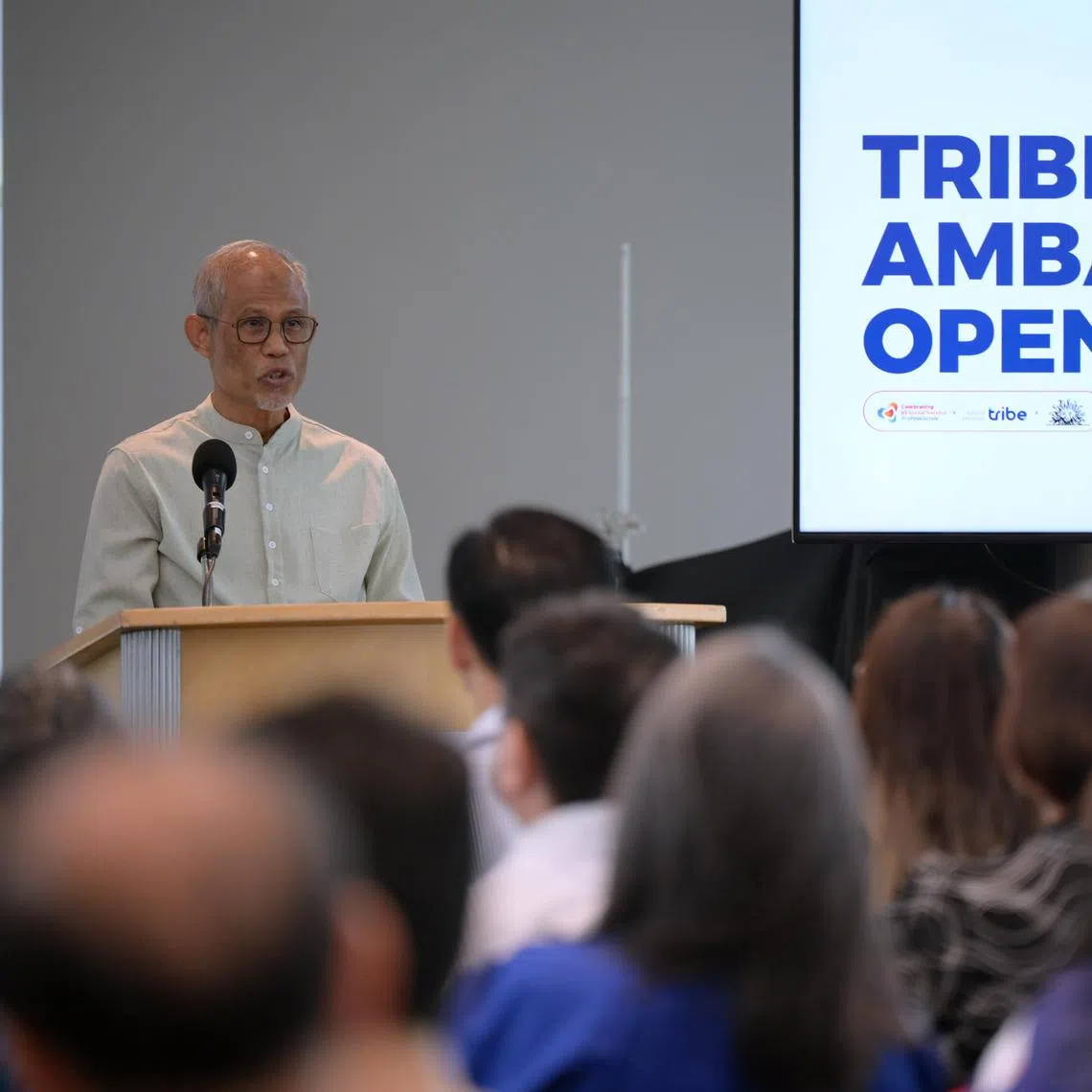 Minister for Social and Family Development, Masagos Zulkifli, at the Tribe Ambassadors programme's Open Mic Day on July 9, 2025.