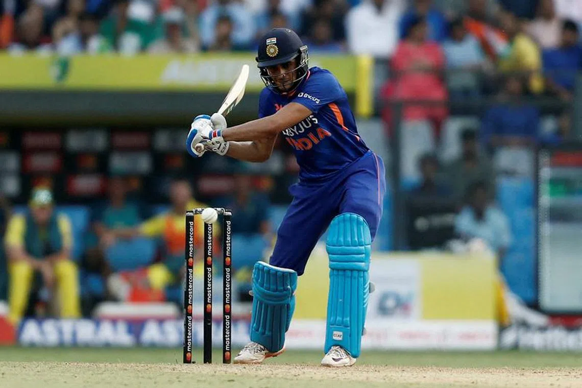 FILE PHOTO: Cricket - First One Day International - India v Australia - Wankhede Stadium, Mumbai, India - March 17, 2023 India's Shubman Gill in action REUTERS/Francis Mascarenhas/File Photo