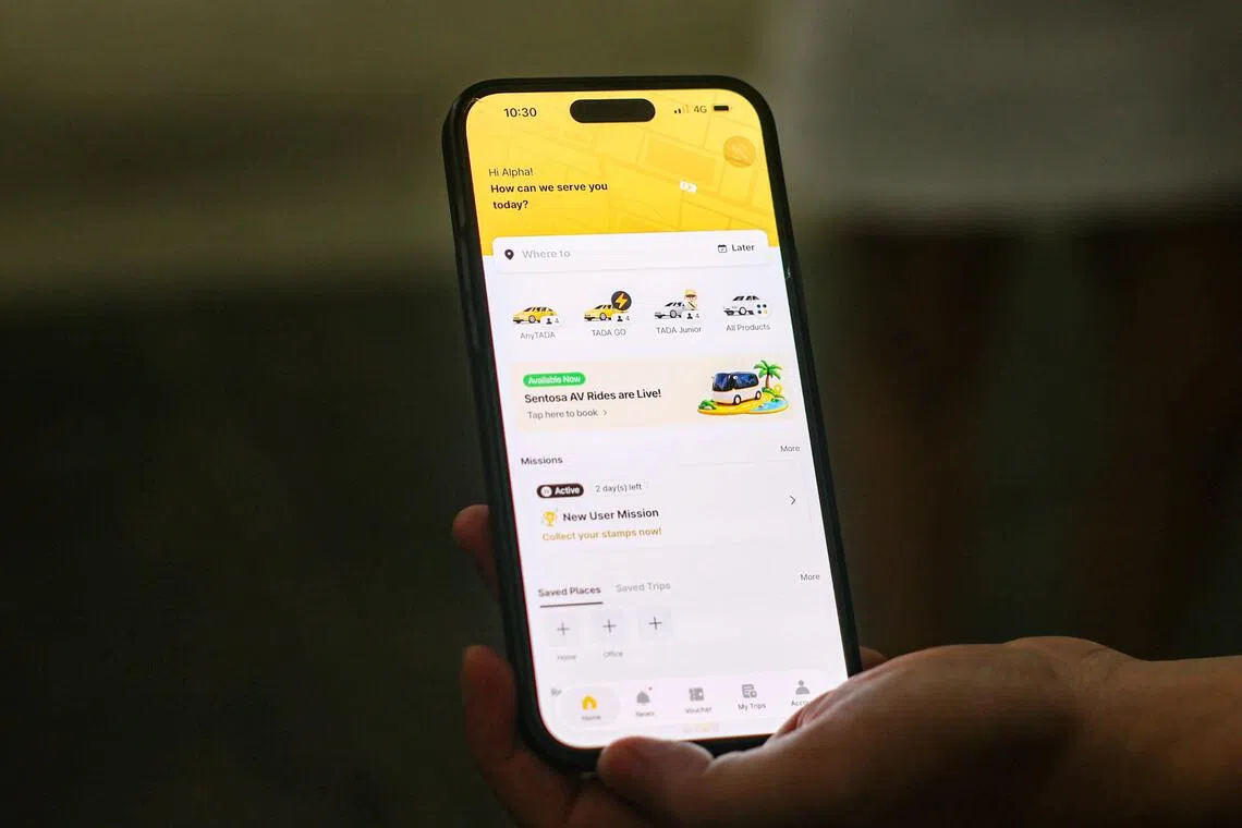 A close-up of the TADA mobile application that is used to book the autonomous robobus service during the preview on Oct 29.