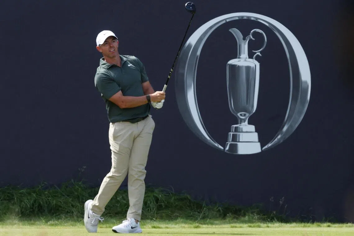Northern Ireland’s Rory McIlroy watches his tee shot on the 1st hole during the final round of the British Open on July 19.