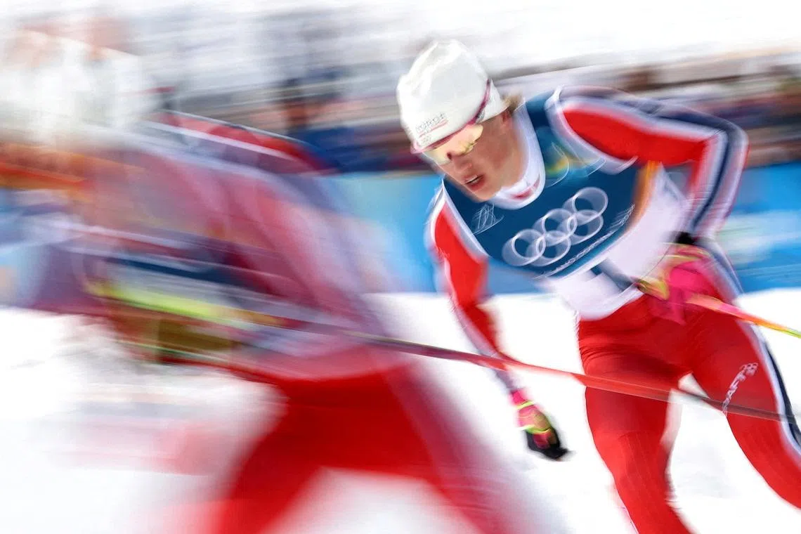 Milano Cortina 2026 Olympics - Cross-Country Skiing - Men's 50km Mass Start Classic - Tesero Cross-Country Skiing Stadium, Lago, Italy - February 21, 2026. Johannes Hoesflot Klaebo of Norway in action REUTERS/Kai Pfaffenbach