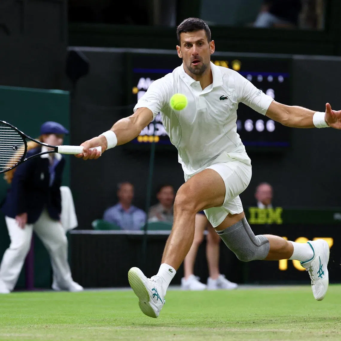 Tennis - Wimbledon - All England Lawn Tennis and Croquet Club, London, Britain - July 6, 2024 Serbia's Novak Djokovic in action during his third round match against Australia's Alexei Popyrin REUTERS/Hannah Mckay