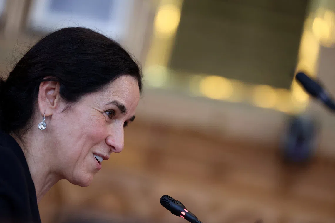 Hungary's nominee for Foreign Minister Anita Orban attends a parliamentary confirmation hearing, in Budapest, Hungary, May 11, 2026. REUTERS/Bernadett Szabo
