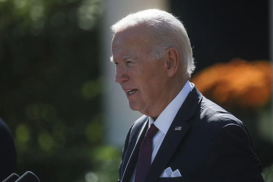 U.S. President Joe Biden addresses a joint press conference with Australia’s Prime Minister Anthony Albanese in the Rose Garden at the White House in Washington, U.S., October 25, 2023. REUTERS/Leah Millis