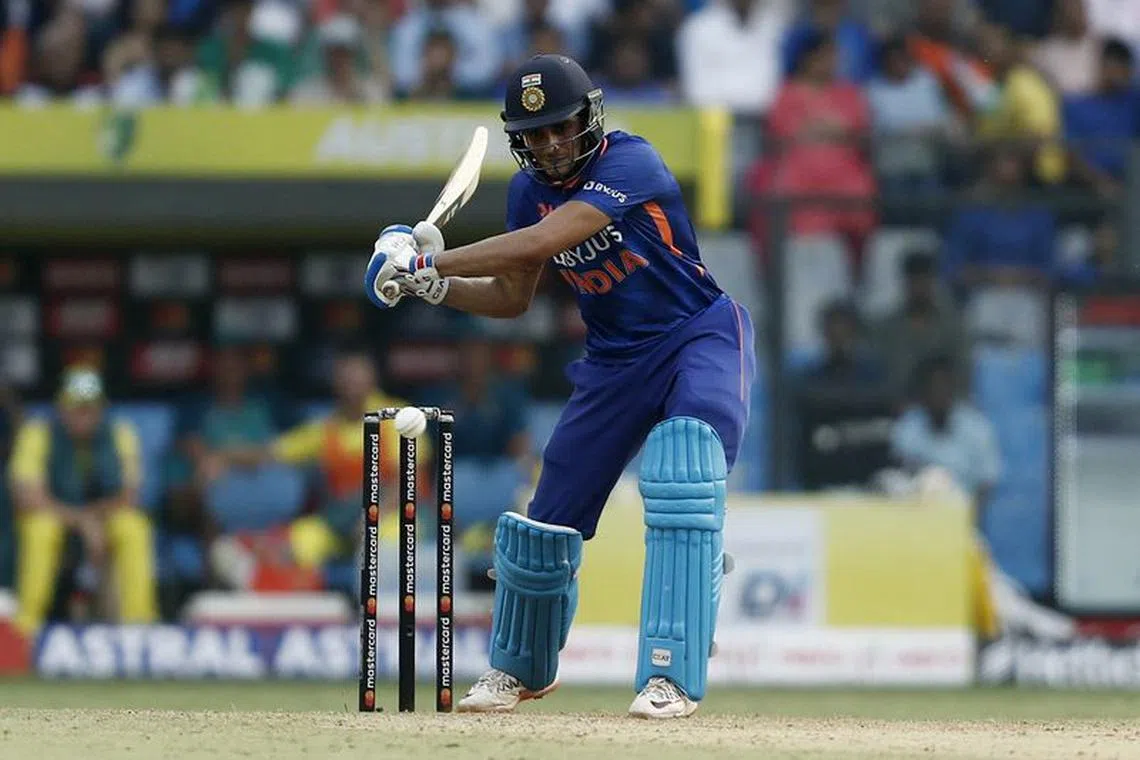 FILE PHOTO: Cricket - First One Day International - India v Australia - Wankhede Stadium, Mumbai, India - March 17, 2023 India's Shubman Gill in action REUTERS/Francis Mascarenhas/File Photo