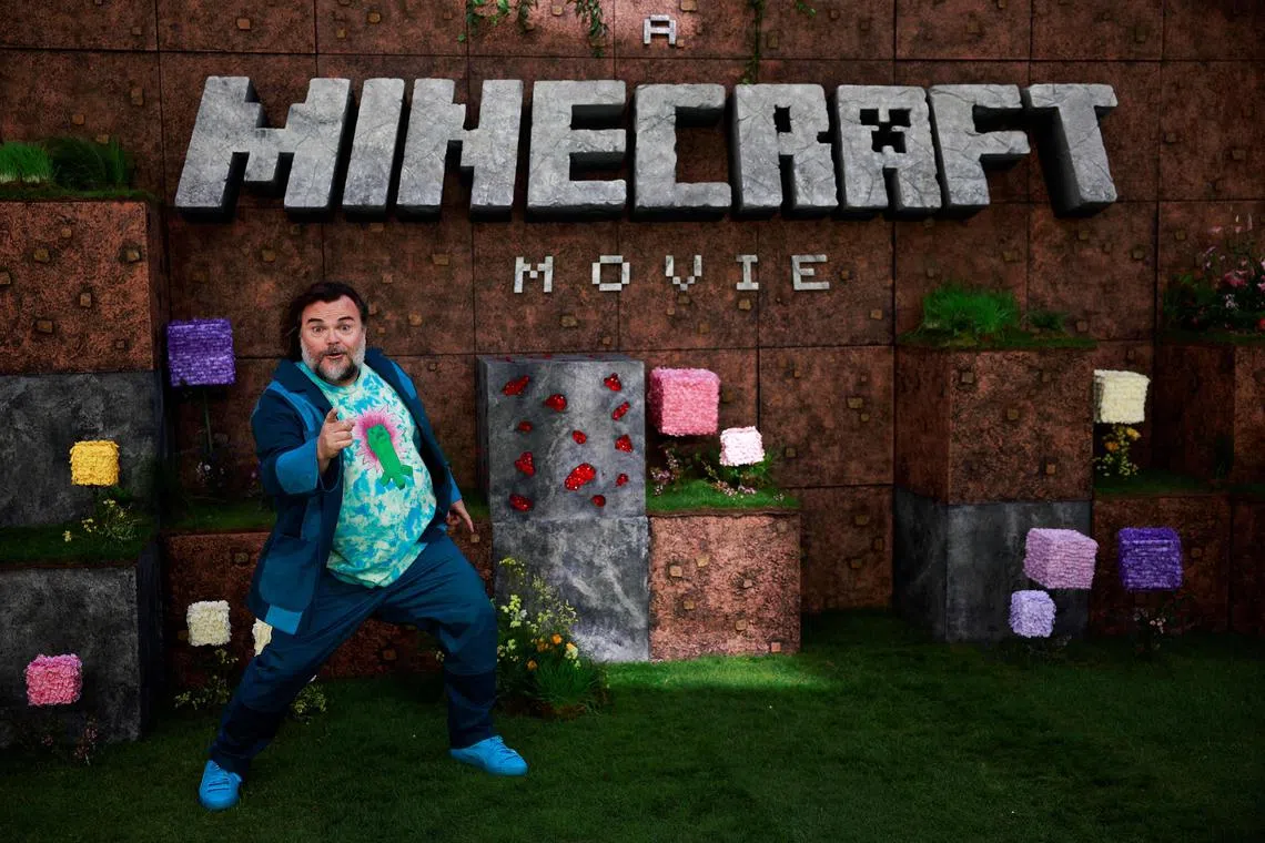 US actor Jack Black poses on the red carpet upon arrival for the world premiere of A Minecraft Movie at Cineworld Leicester Square in central London on March 30.