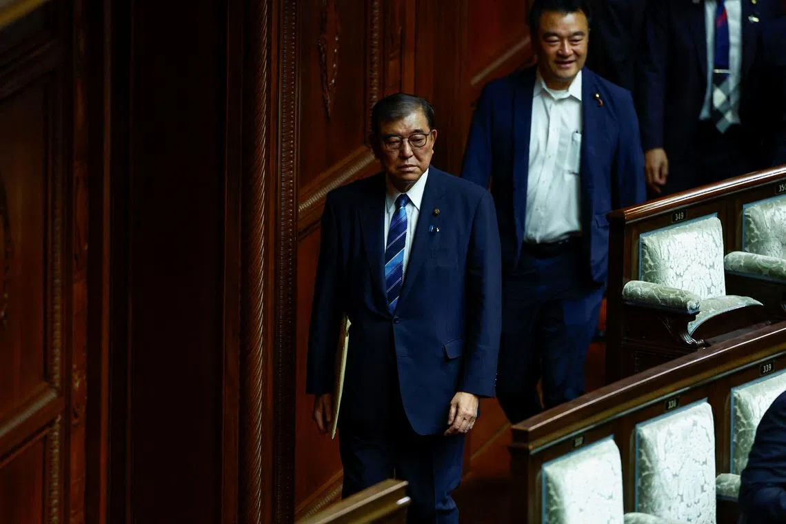 Shigeru Ishiba, the leader of Japan's ruling Liberal Democratic Party (LDP) and incoming prime minister, arrives at the Lower House of the Parliament in Tokyo, Japan October 1, 2024. REUTERS/Issei Kato