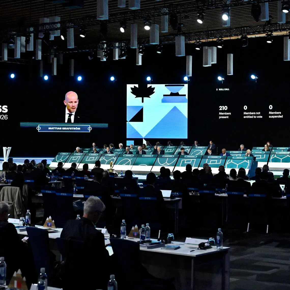 General view as FIFA secretary-general Mattias Grafstrom addresses the world football governing body's 76th congress - at Vancouver Convention Centre in Canada on April 30, 2026.