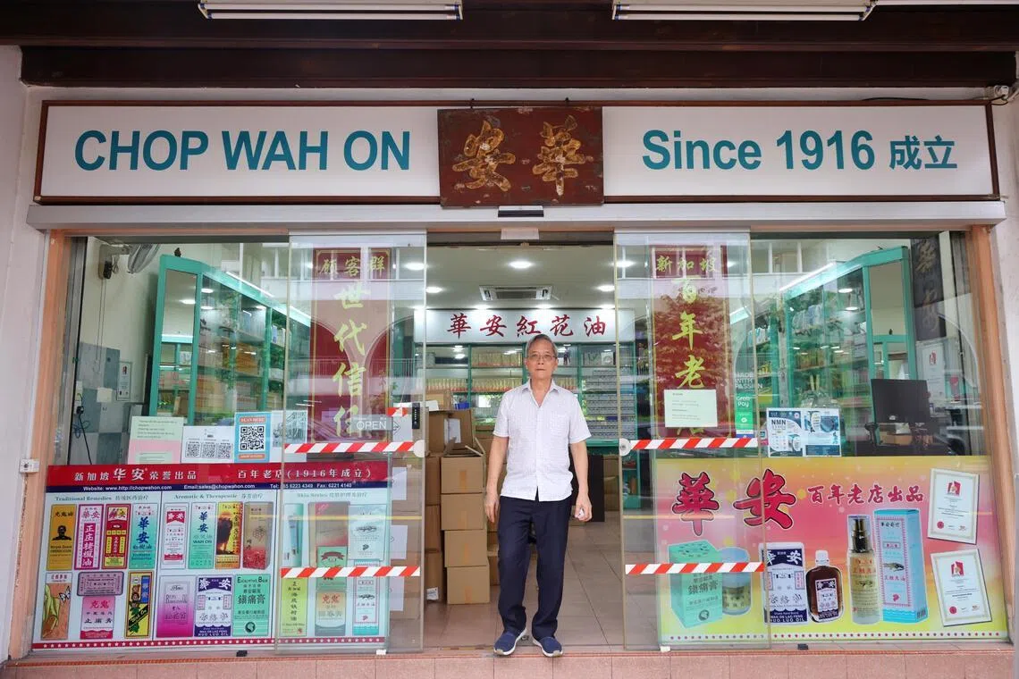 Chinese medicinal hall Chop Wah On, run by third-generation owner Tong Kok Wing (pictured) and his siblings, has been a Chinatown mainstay for over a century.