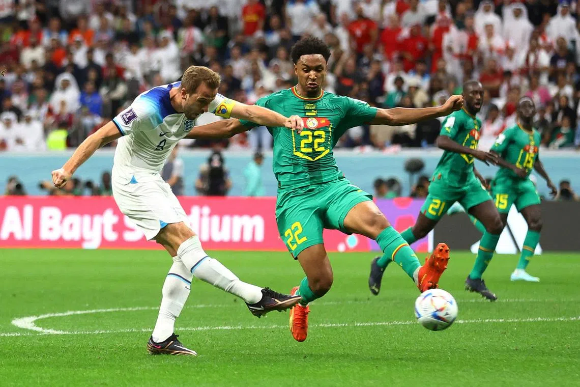 England's Harry Kane scores their second goal.