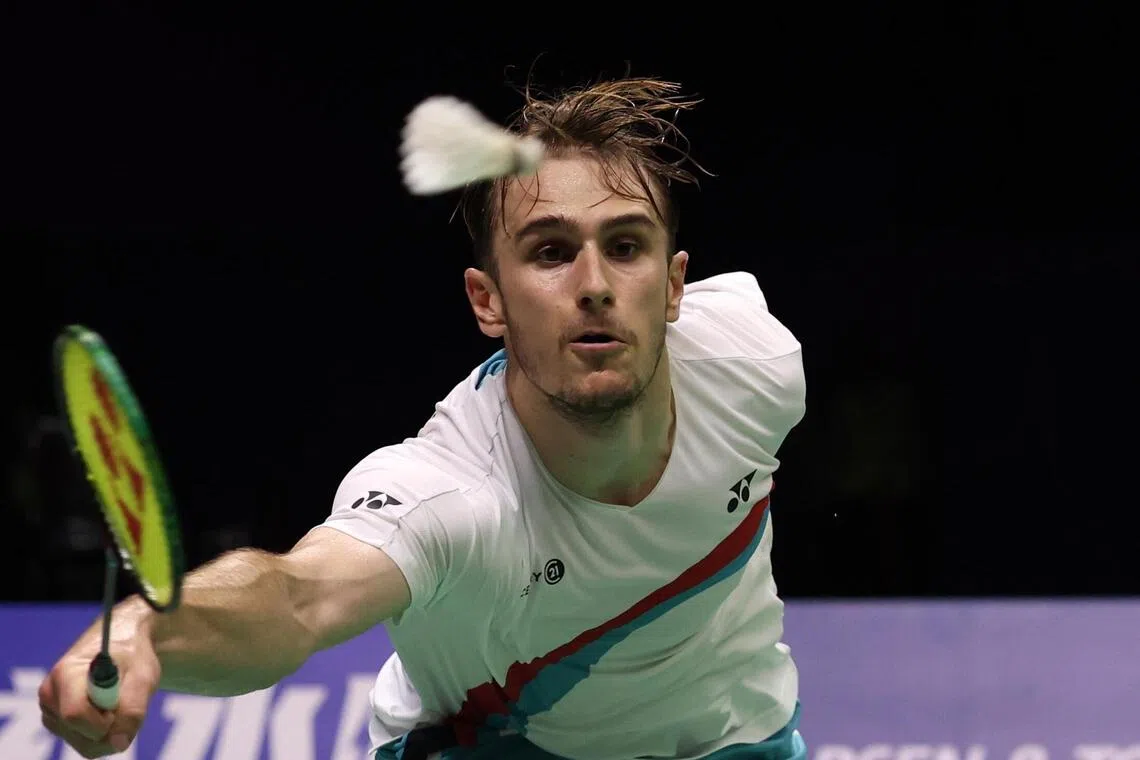 France’s Alex Lanier en route to a semi-final win over Victor Lai of Canada at the BWF World Championships in New Delhi on Aug 22.