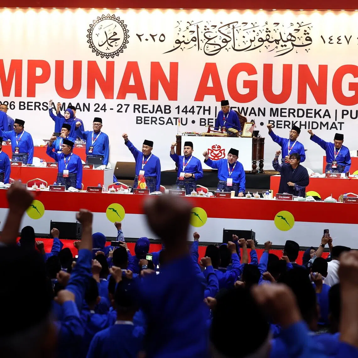 At the closing of UMNO’s party congress on Jan 17, its president Zahid Hamidi (centre) proposed a “grand coalition” of Malay political parties in Malaysia.