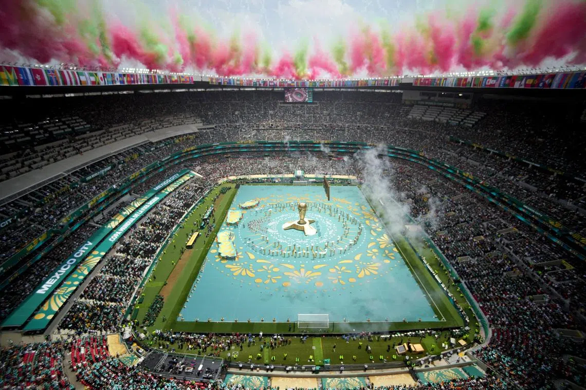 Fireworks at the opening ceremony FIFA World Cup 2026 in Estadio Azteca, Mexico City, Mexico, on June 11, 2026.