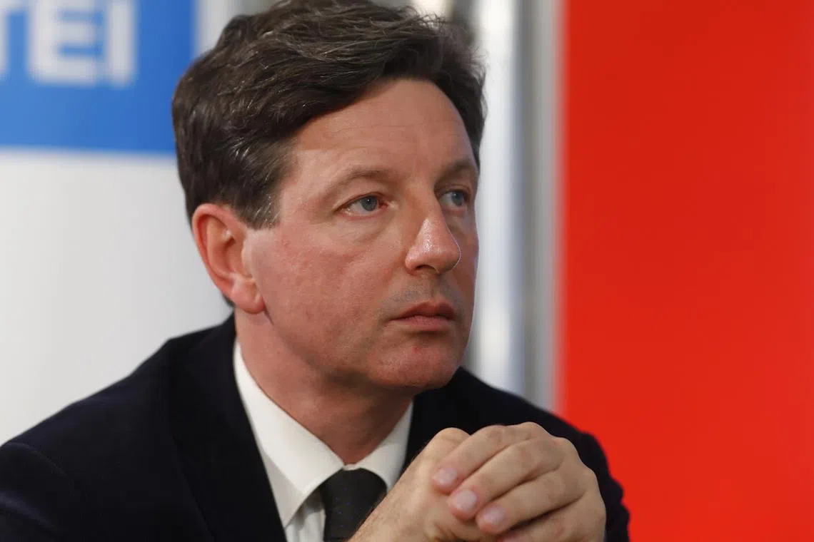 FILE PHOTO: Norbert Nemeth of the Freedom Party (FPOe) listens during a news conference in Vienna, Austria, October 24, 2017. REUTERS/Leonhard Foeger/File Photo