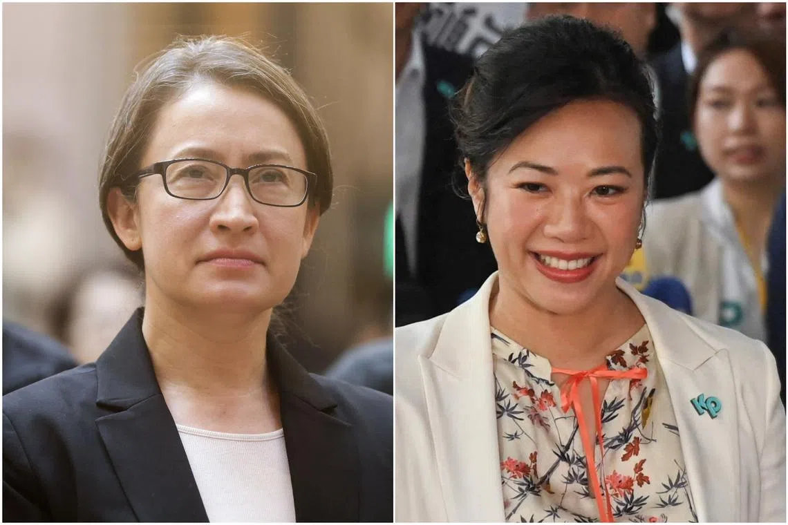 Ms Hsiao Bi-khim (left), the running mate of Taiwanese Vice-President Lai Ching-te, and Ms Cynthia Wu, the running mate of Taiwan People’s Party presidential candidate Ko Wen-je.
