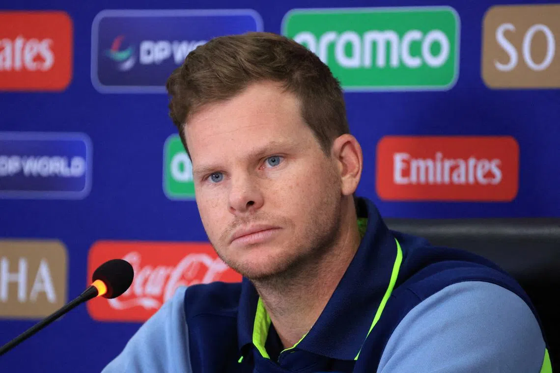 FILE PHOTO: Cricket - ICC Men's Champions Trophy - Australia Press Conference - Gaddafi Stadium, Lahore, Pakistan - February 21, 2025 Australia's Steve Smith during the press conference REUTERS/Akhtar Soomro/File Photo