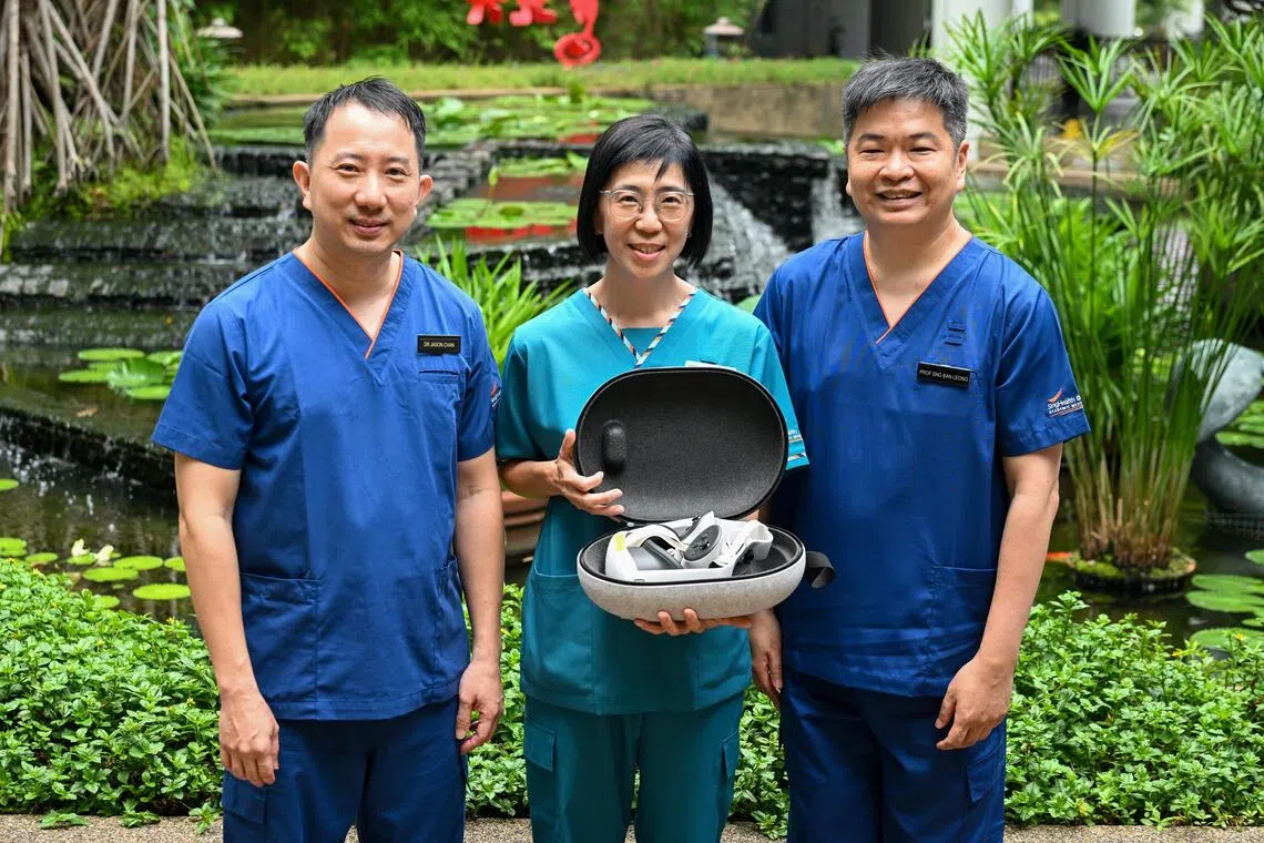 The development team from KK Women’s and Children’s Hospital comprises (from right) senior consultant Sng Ban Leong, nurse clinician Ong Siok Hoon, and senior consultant Jason Chan.