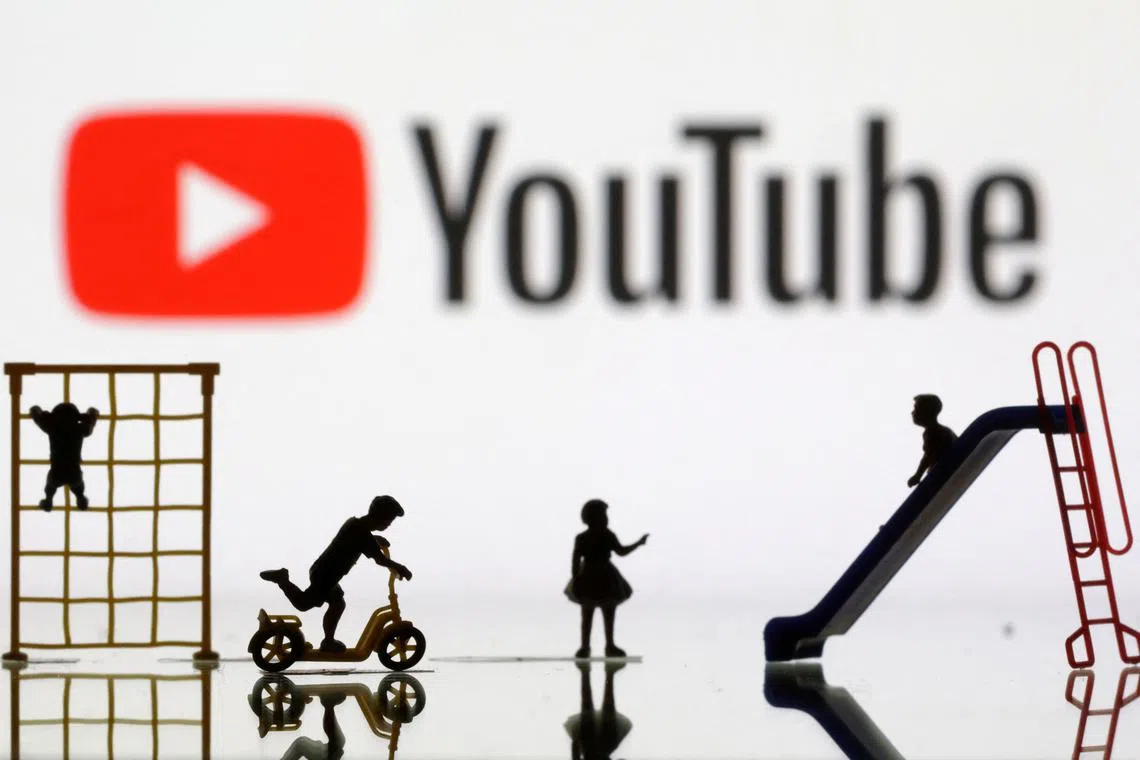 Children playground miniatures are seen in front of displayed Youtube logo in this illustration taken April 4, 2023. REUTERS/Dado Ruvic/Illustration/File Photo