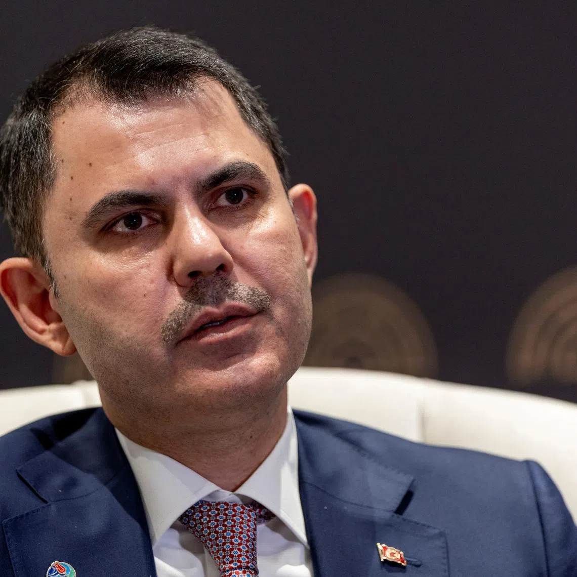 Turkey's Environment, Urbanization and Climate Change Minister Murat Kurum speaks during an interview with Reuters on the agenda of the United Nations' annual COP climate summit, which will take place in the Turkish resort of Antalya in November, in Antalya, Turkey, April 18, 2026. REUTERS/Umit Bektas