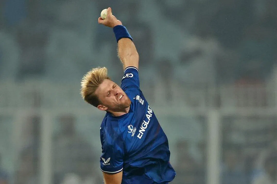 Cricket - ICC Cricket World Cup 2023 - England v Pakistan - Eden Gardens, Kolkata, India - November 11, 2023 England's David Willey in action REUTERS/Andrew Boyers