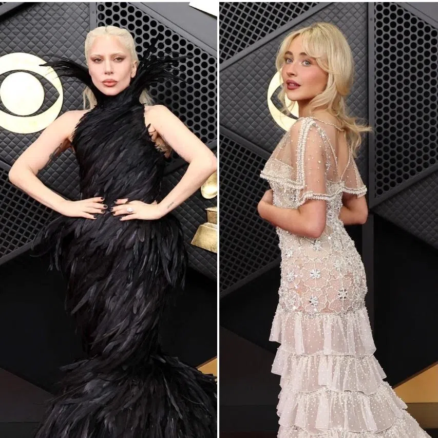 (From left) Bad Bunny, Lady Gaga, Sabrina Carpenter and Rose pose on the red carpet during the 68th Annual Grammy Awards in Los Angeles on Feb 1.