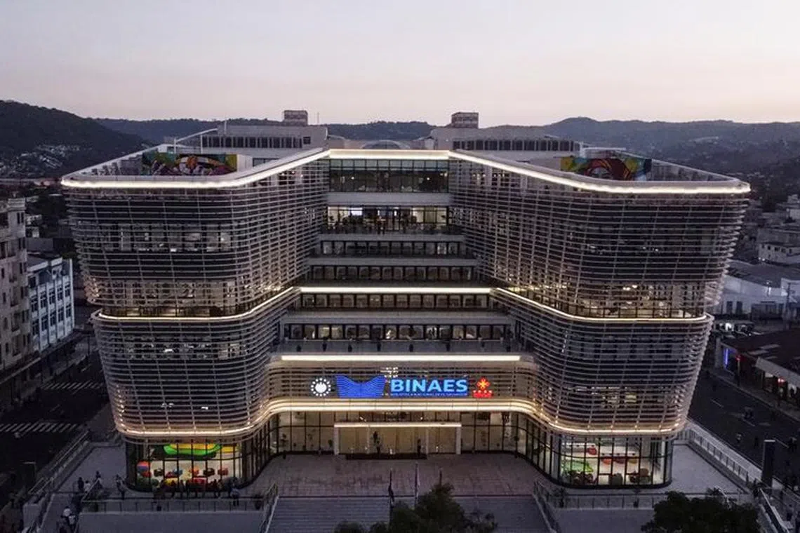 A view of the new building of the National Library of El Salvador, financed by China, in San Salvador, El Salvador January 9, 2024. REUTERS/Jose Cabezas