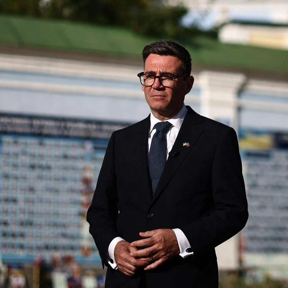 British Prime Minister Andy Burnham visiting the Wall of Remembrance for Ukraine’s fallen service members, in Kyiv, on Aug 24.