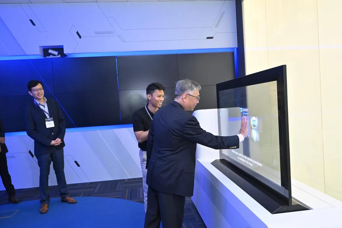 DPM Gan Kim Yong at a demonstration of AI solutions at the Sectoral AI Centre of Excellence for Manufacturing on Sept 27.