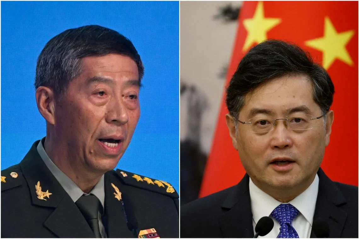 China has removed Defence Minister Li Shangfu (left) and former Chinese Foreign Minister Qin Gang.
