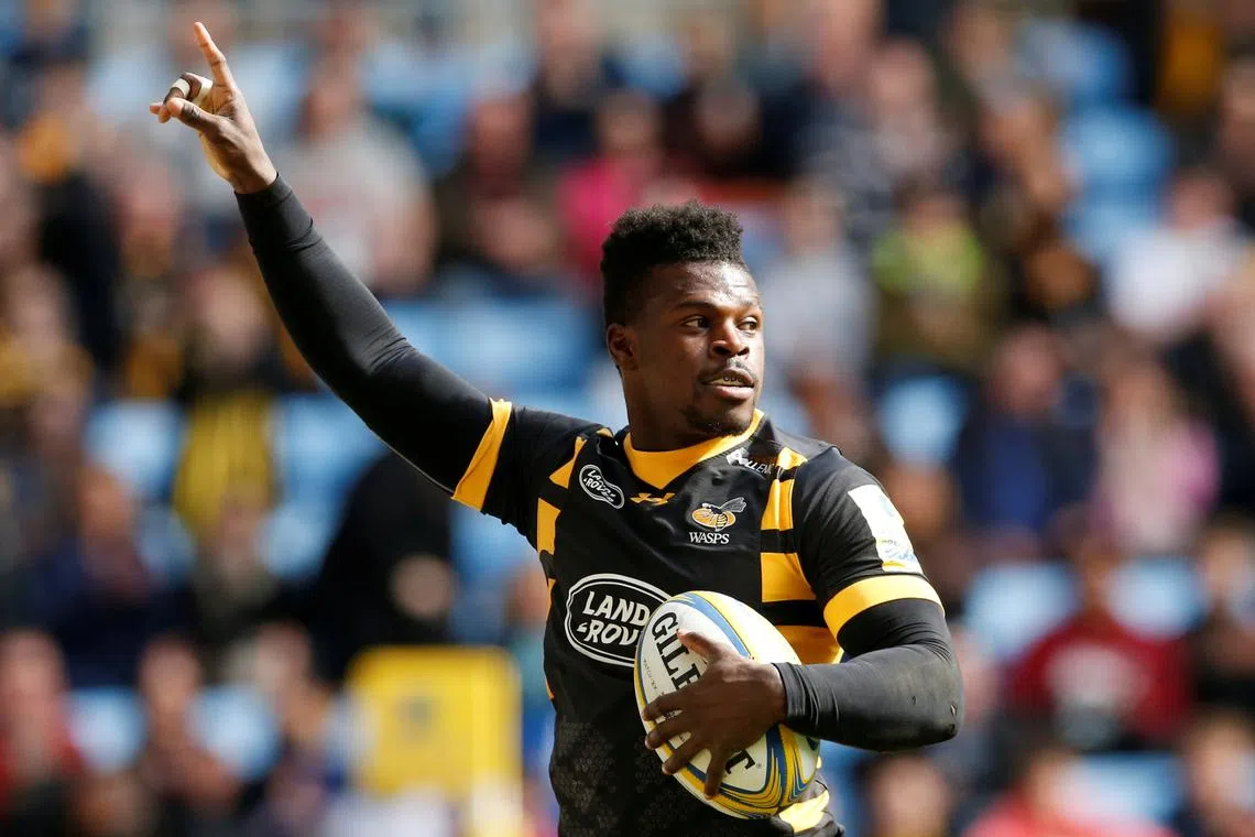 FILE PHOTO: Rugby Union - Wasps v Worcester Warriors - Aviva Premiership - Ricoh Arena, Coventry, Britain - March 26, 2017   Wasps' Christian Wade celebrates after scoring a try  Action Images via Reuters/Andrew Boyers/File Photo