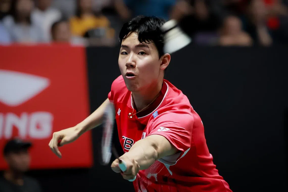 South Korea’s Seo Seung-jae, seen here competing in the  the KFF Singapore Badminton Open men's doubles quarter-finals on May 31, is eyeing a double at the Paris Olympics.