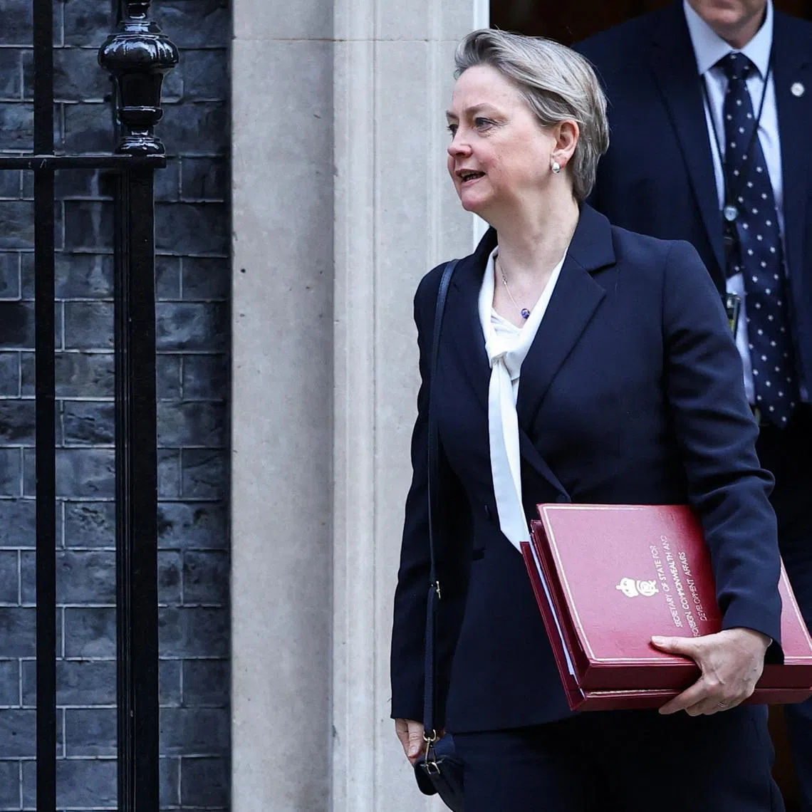British Foreign Secretary Yvette Cooper leaves following a cabinet meeting at Downing Street, in London, Britain, March 3, 2026. REUTERS/Toby Melville