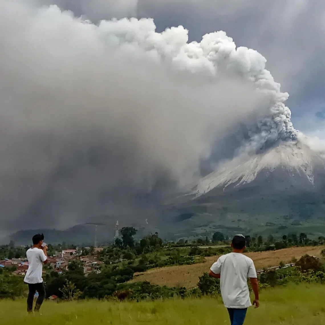 Mount Sinabung in Indonesia last erupted in 2021, during which volcanic ash was sent as high as 4.5km and pyroclastic flow as far as 1km.