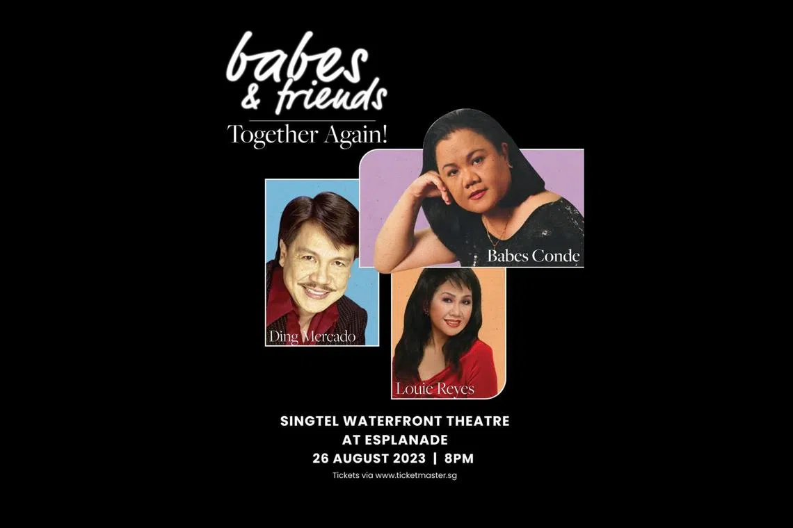 The Babes & Friends Together Again! performance will feature (clockwise from top) Babes Conde, Louie Reyes and Ding Mercado.
