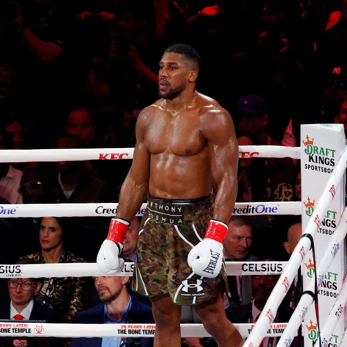 Anthony Joshua during his fight against Jake Paul on Dec 19.