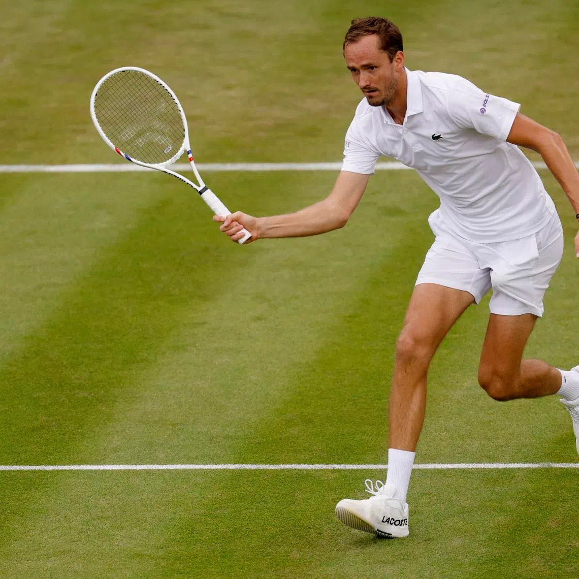 Tennis - Wimbledon - All England Lawn Tennis and Croquet Club, London, Britain - July 1, 2026 Russia's Daniil Medvedev in action during his second round match against Spain's Daniel Merida REUTERS/Andrew Couldridge