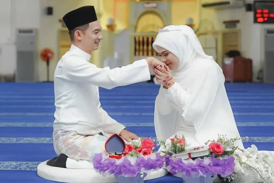Ms Nur Malina and Mr Shahron tied the knot on Sept 8, falling in love only after they got married.