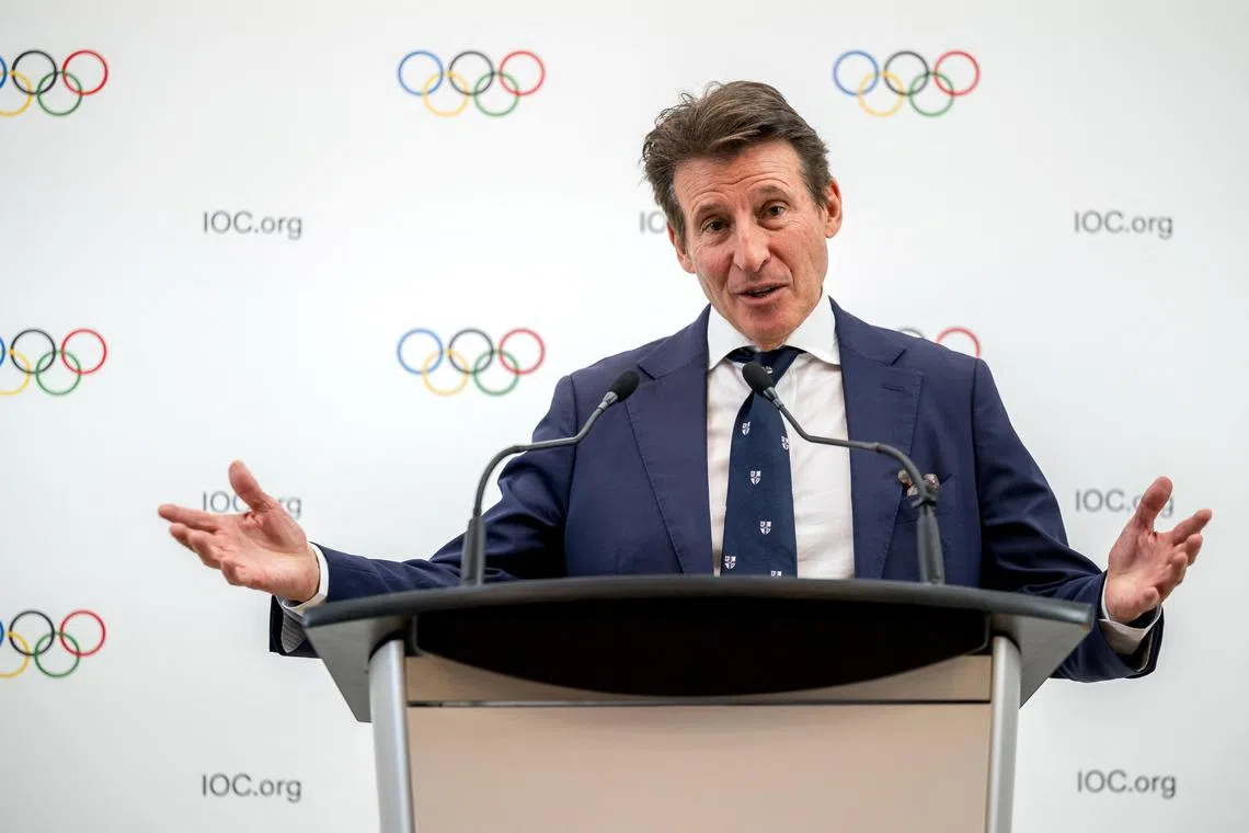 IOC presidency candidate Sebastian Coe speaking during a press conference in Switzerland on Jan 30, following his  presentation to fellow IOC members.