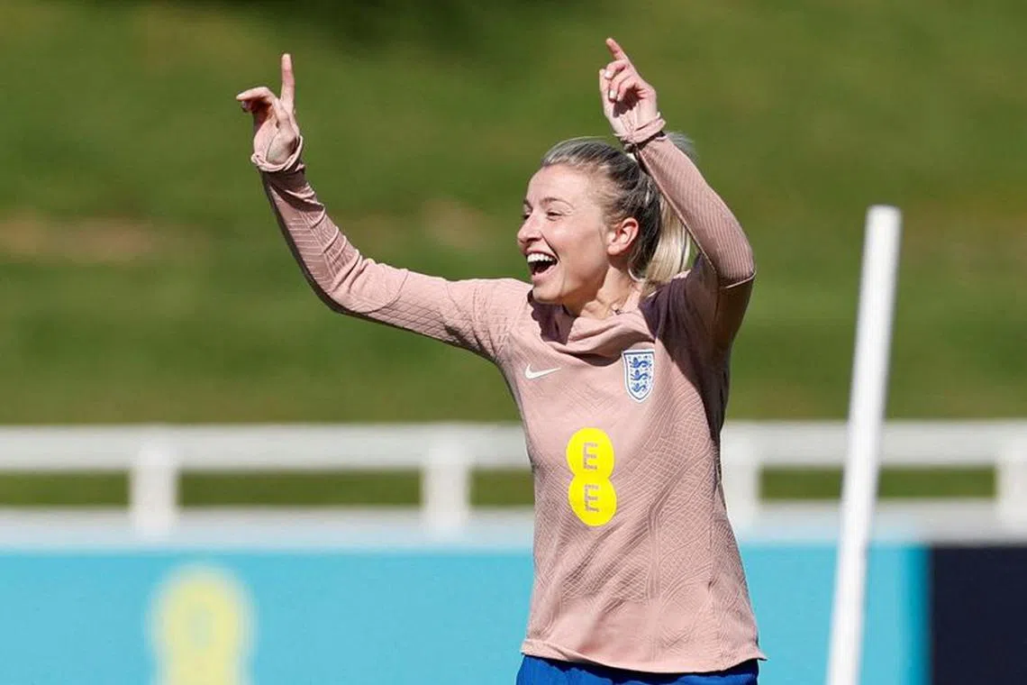 FILE PHOTO: Soccer Football - Women's Finalissima - England Training - St. George's Park, Burton Upon Trent, Britain - April 4, 2023 England's Leah Williamson during training Action Images via Reuters/Jason Cairnduff