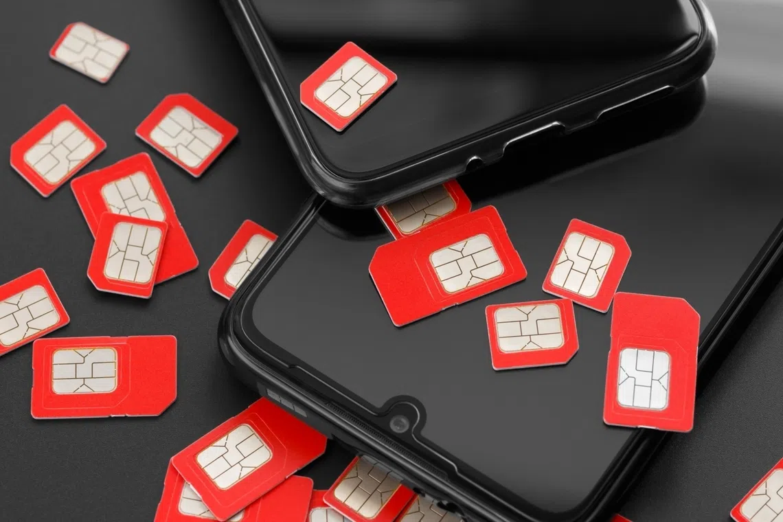 Nearly 15 per cent of mobile phone line subscribers in 2025 who allowed their lines to be used for scams were repeat mule offenders, according to SPF data. PHOTO: GETTY IMAGES