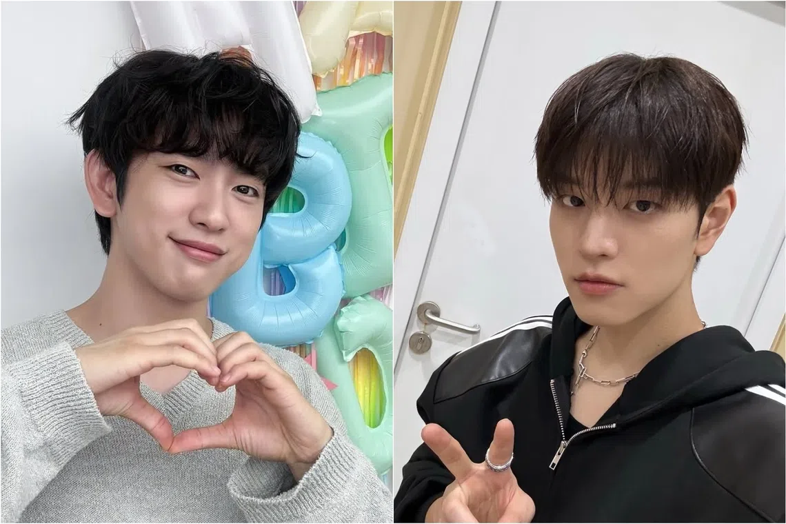 South Korean singers Park Jin-young (left) and Seungmin have each donated 100 million won (S$92,000) to children’s charities on their birthdays.