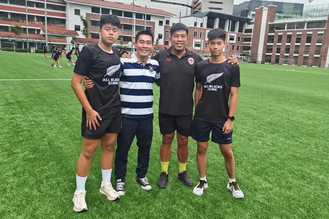 (From left) St Andrew's School (Secondary) student, Michael Cheng, principal Mr Lee Han Hwa, alumni Mr Sidney Kumar and student Jerry Yeo.
