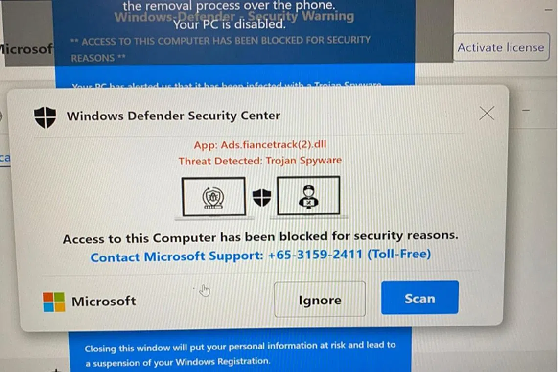 Victims would receive a pop-up alert while using an Internet browser, informing them that their computer has been infected with a virus or spyware.