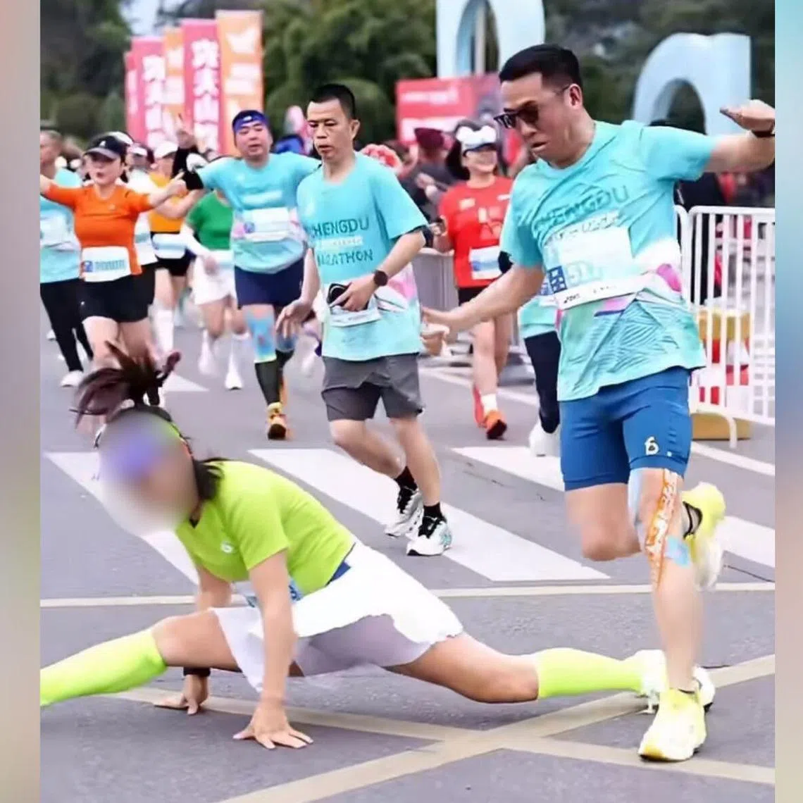 The incident happened during a marathon in Chengdu.