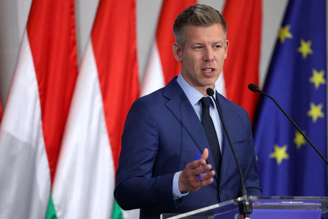 Election winner Peter Magyar speaks during a press conference in Budapest, Hungary, April 20, 2026. REUTERS/Bernadett Szabo