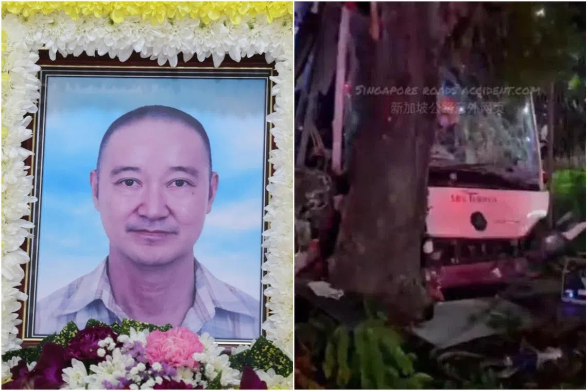 Mr Liu Shan Liung missed a turn into a depot and crashed the bus into a tree in October 2022.