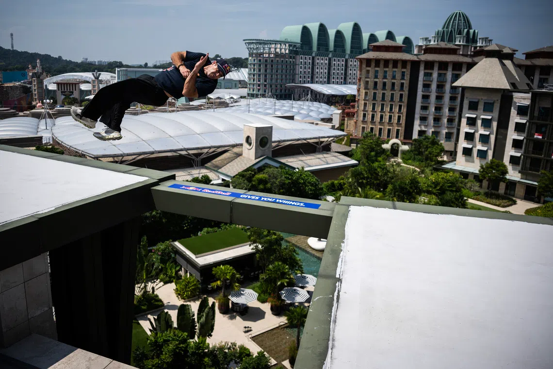 Red Bull parkour athlete and freerunner Dominic Di Tommaso was in Singapore in August for a capture-the-flag race at Resorts World Sentosa.